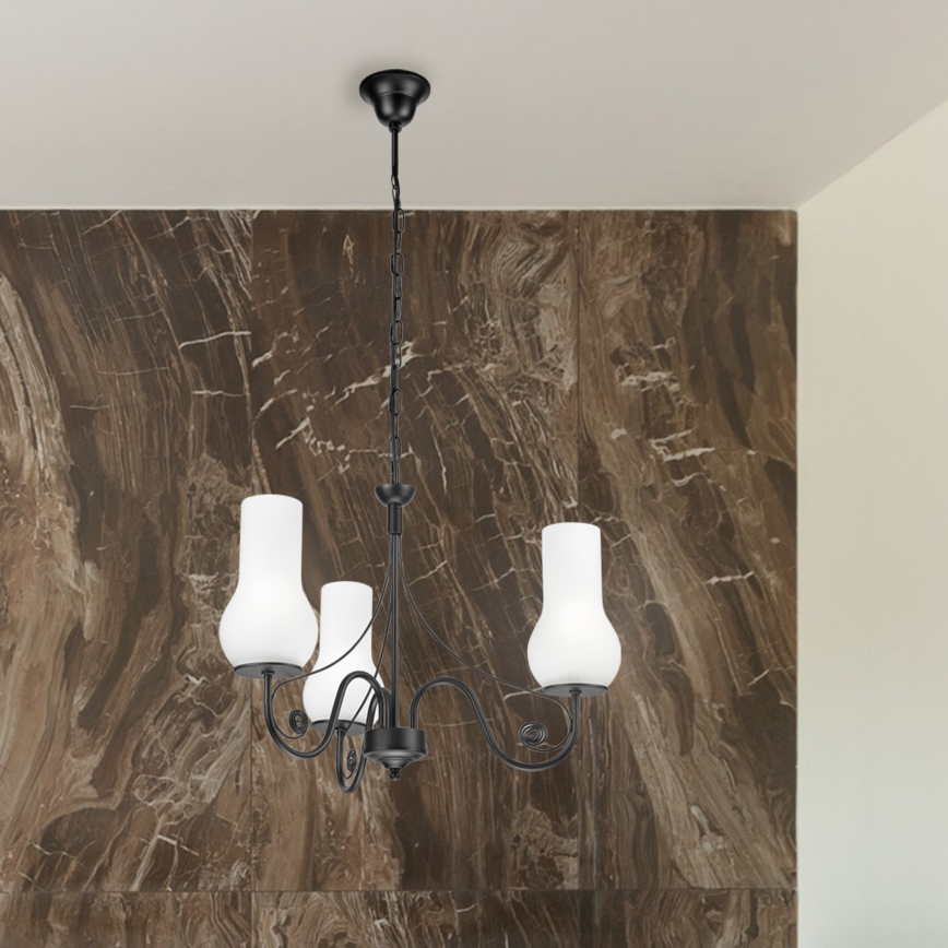 Brilagi - LED Lámpara colgante con cadena COTTAGE 3xE14/40W/230V negro/blanco