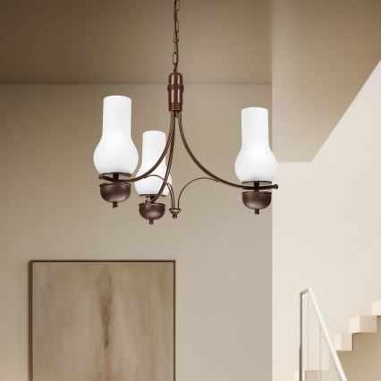 Brilagi - LED Lámpara colgante con cadena COTTAGE 3xE14/40W/230V roble/blanco