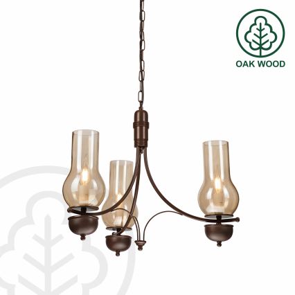 Brilagi - LED Lámpara colgante con cadena COTTAGE 3xE14/40W/230V roble/marrón