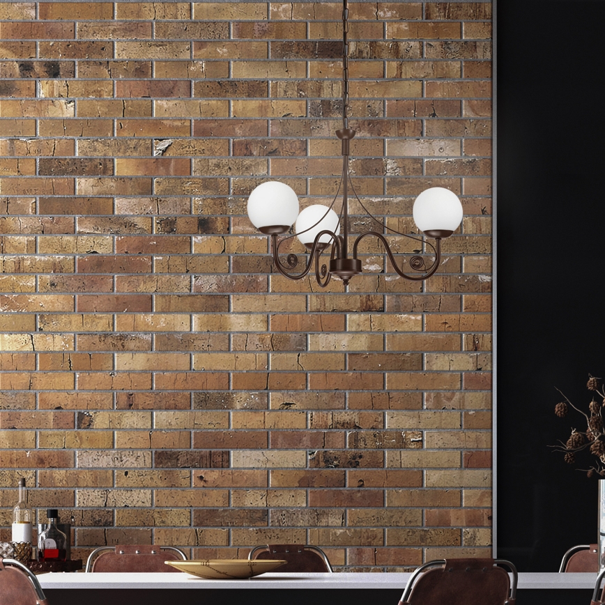 Brilagi - LED Lámpara colgante con cadena COTTAGE 3xG9/40W/230V marrón/blanco