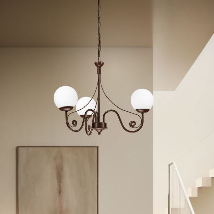 Brilagi - LED Lámpara colgante con cadena COTTAGE 3xG9/40W/230V marrón/blanco