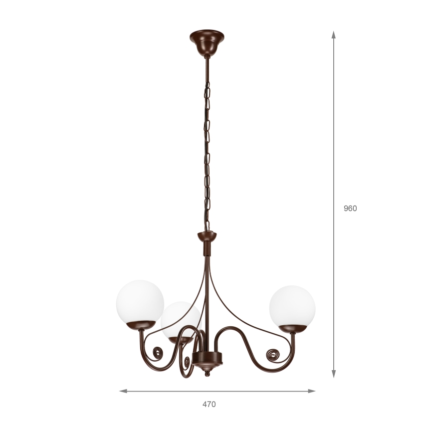 Brilagi - LED Lámpara colgante con cadena COTTAGE 3xG9/40W/230V marrón/blanco