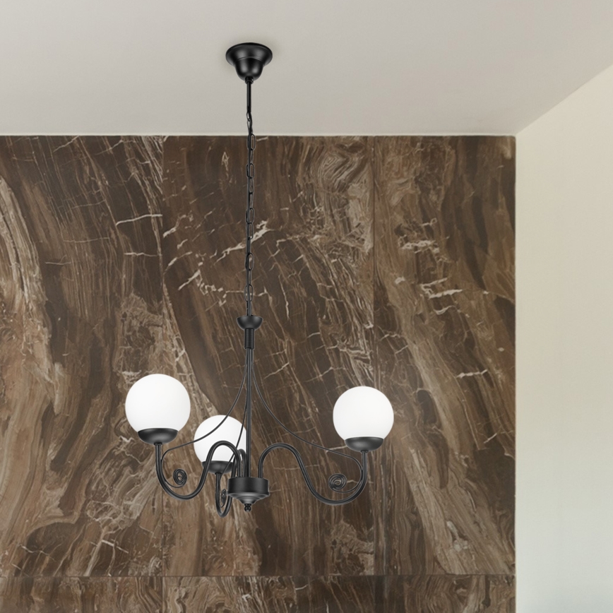 Brilagi - LED Lámpara colgante con cadena COTTAGE 3xG9/40W/230V negro/blanco