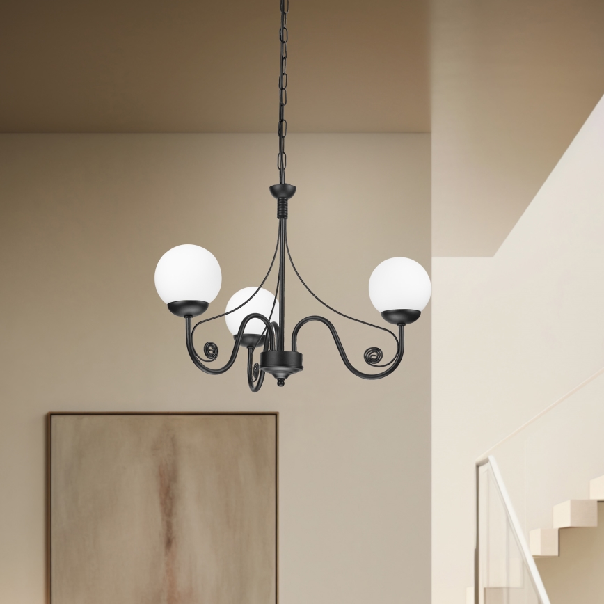 Brilagi - LED Lámpara colgante con cadena COTTAGE 3xG9/40W/230V negro/blanco