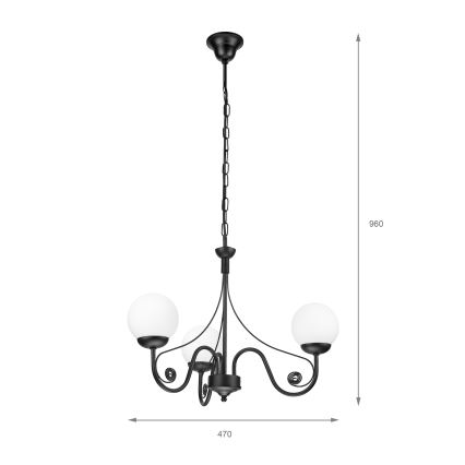Brilagi - LED Lámpara colgante con cadena COTTAGE 3xG9/40W/230V negro/blanco