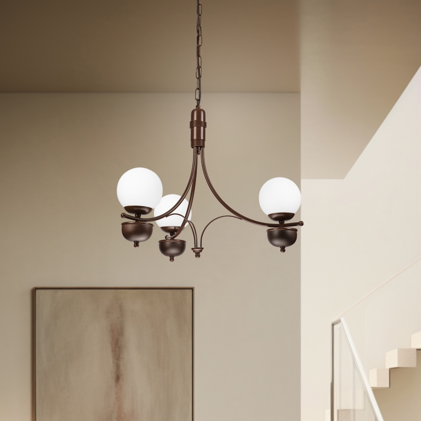 Brilagi - LED Lámpara colgante con cadena COTTAGE 3xG9/40W/230V roble/blanco