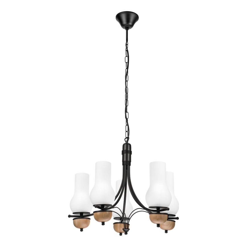 Brilagi - LED Lámpara colgante con cadena COTTAGE 5xE14/40W/230V haya/blanco