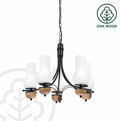 Brilagi - LED Lámpara colgante con cadena COTTAGE 5xE14/40W/230V haya/blanco
