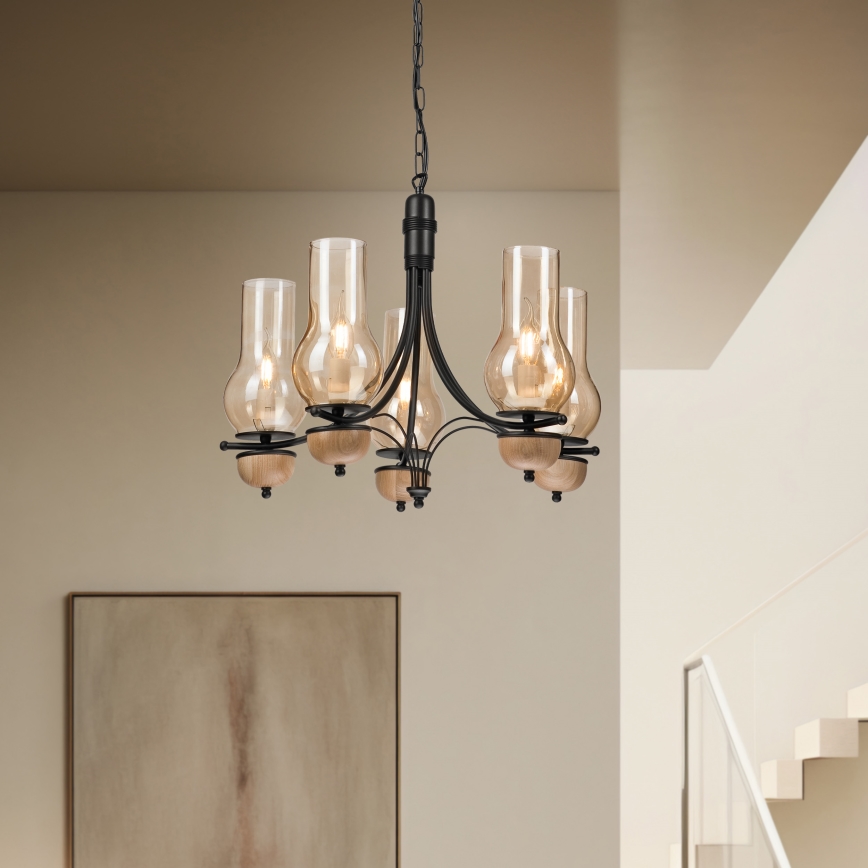 Brilagi - LED Lámpara colgante con cadena COTTAGE 5xE14/40W/230V haya/marrón