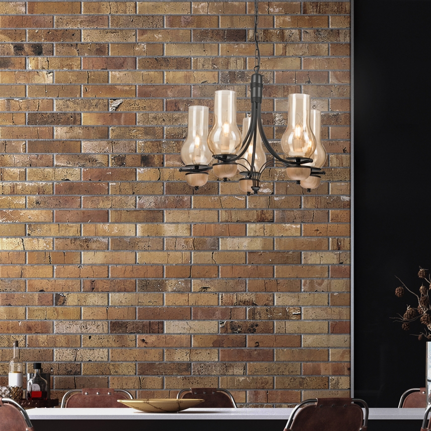 Brilagi - LED Lámpara colgante con cadena COTTAGE 5xE14/40W/230V haya/marrón