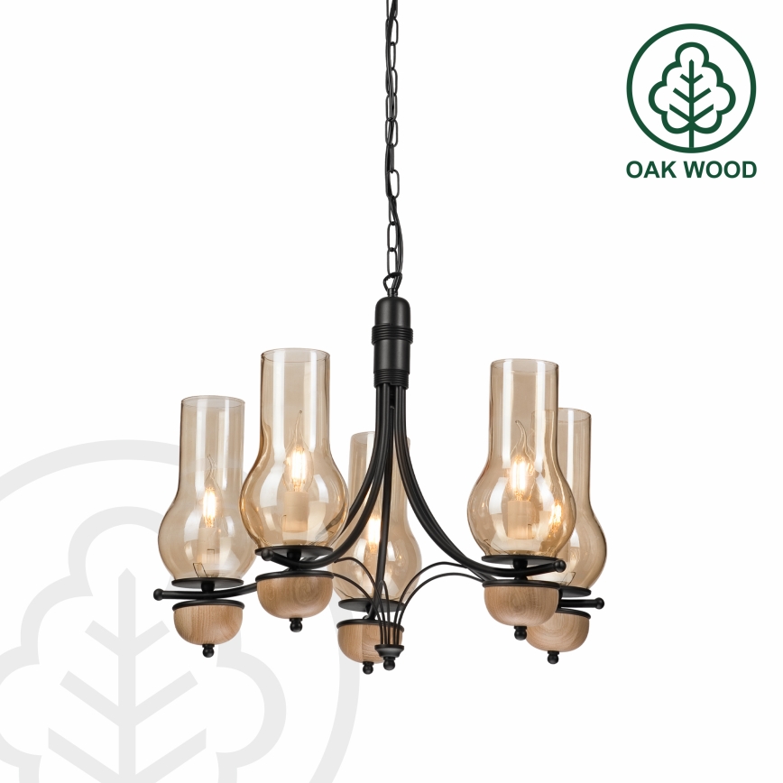 Brilagi - LED Lámpara colgante con cadena COTTAGE 5xE14/40W/230V haya/marrón