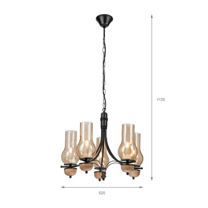Brilagi - LED Lámpara colgante con cadena COTTAGE 5xE14/40W/230V haya/marrón