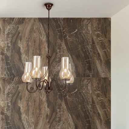 Brilagi - LED Lámpara colgante con cadena COTTAGE 5xE14/40W/230V marrón