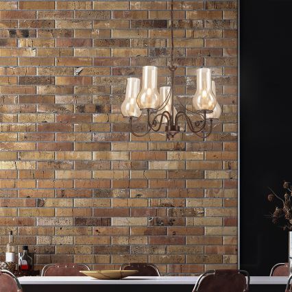 Brilagi - LED Lámpara colgante con cadena COTTAGE 5xE14/40W/230V marrón