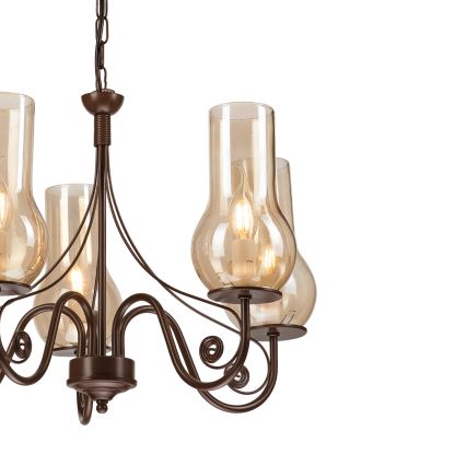 Brilagi - LED Lámpara colgante con cadena COTTAGE 5xE14/40W/230V marrón