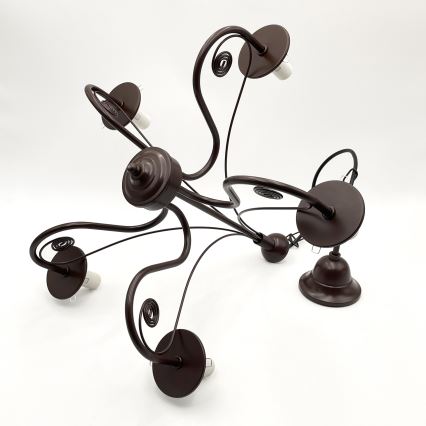 Brilagi - LED Lámpara colgante con cadena COTTAGE 5xE14/40W/230V marrón