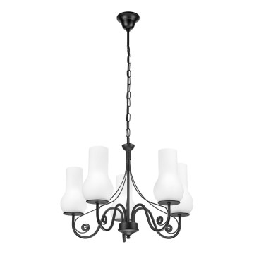 Brilagi - LED Lámpara colgante con cadena COTTAGE 5xE14/40W/230V negro/blanco