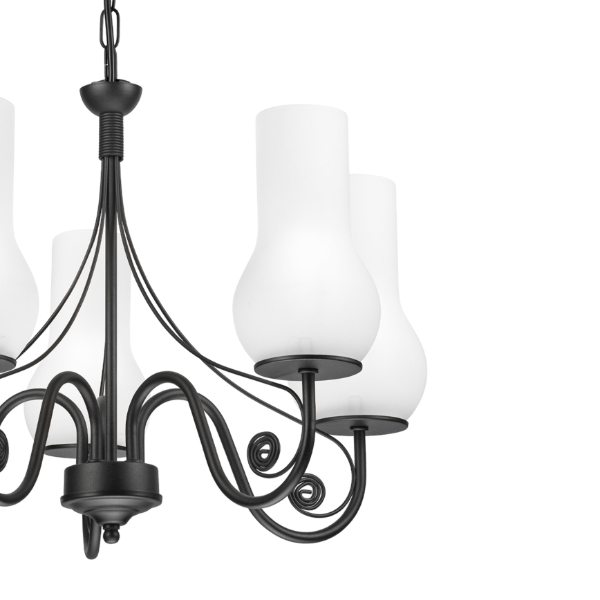 Brilagi - LED Lámpara colgante con cadena COTTAGE 5xE14/40W/230V negro/blanco