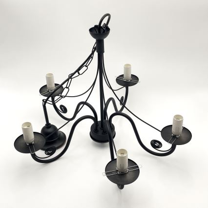 Brilagi - LED Lámpara colgante con cadena COTTAGE 5xE14/40W/230V negro/blanco