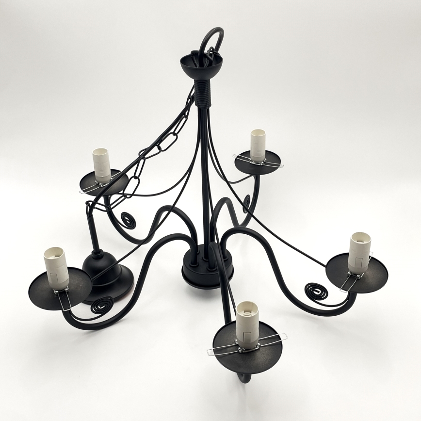 Brilagi - LED Lámpara colgante con cadena COTTAGE 5xE14/40W/230V negro/blanco