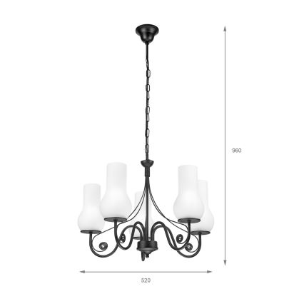 Brilagi - LED Lámpara colgante con cadena COTTAGE 5xE14/40W/230V negro/blanco
