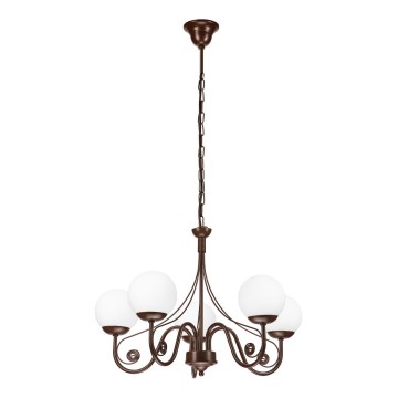 Brilagi - LED Lámpara colgante con cadena COTTAGE 5xG9/40W/230V marrón/blanco
