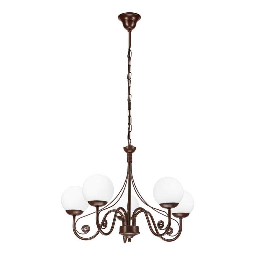 Brilagi - LED Lámpara colgante con cadena COTTAGE 5xG9/40W/230V marrón/blanco