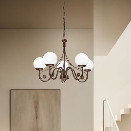 Brilagi - LED Lámpara colgante con cadena COTTAGE 5xG9/40W/230V marrón/blanco
