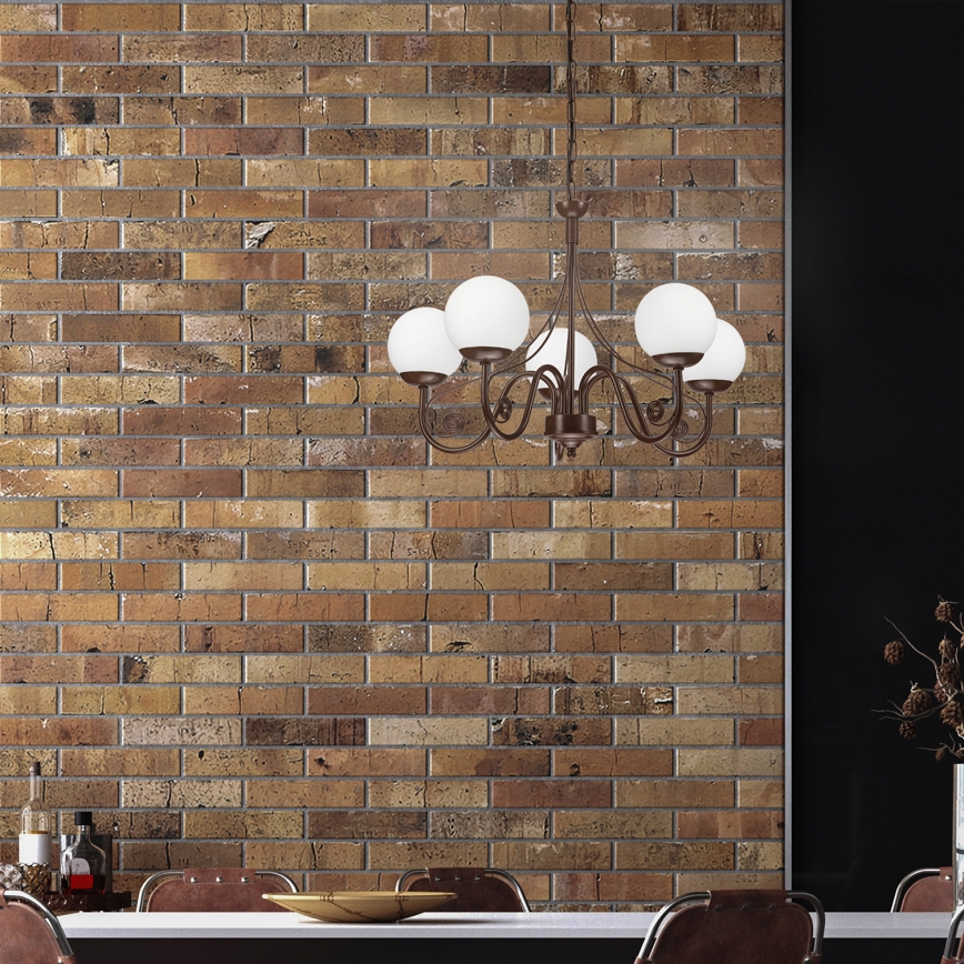 Brilagi - LED Lámpara colgante con cadena COTTAGE 5xG9/40W/230V marrón/blanco