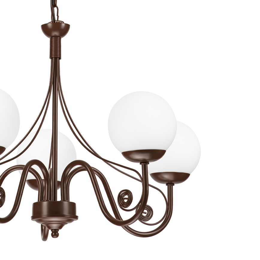 Brilagi - LED Lámpara colgante con cadena COTTAGE 5xG9/40W/230V marrón/blanco