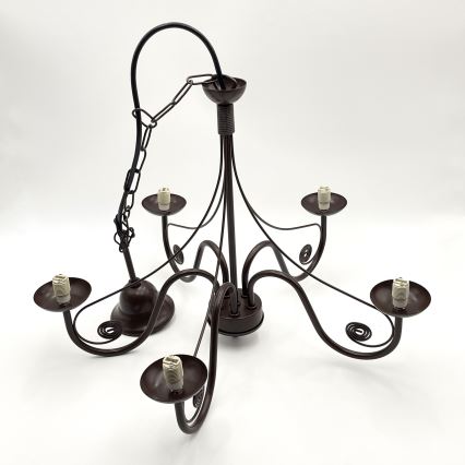 Brilagi - LED Lámpara colgante con cadena COTTAGE 5xG9/40W/230V marrón/blanco