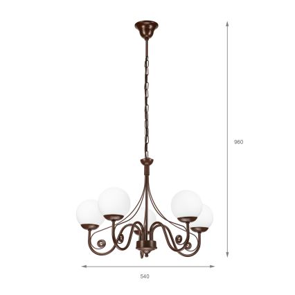 Brilagi - LED Lámpara colgante con cadena COTTAGE 5xG9/40W/230V marrón/blanco