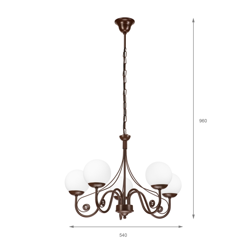 Brilagi - LED Lámpara colgante con cadena COTTAGE 5xG9/40W/230V marrón/blanco