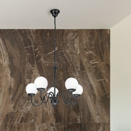 Brilagi - LED Lámpara colgante con cadena COTTAGE 5xG9/40W/230V negro/blanco