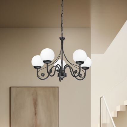 Brilagi - LED Lámpara colgante con cadena COTTAGE 5xG9/40W/230V negro/blanco