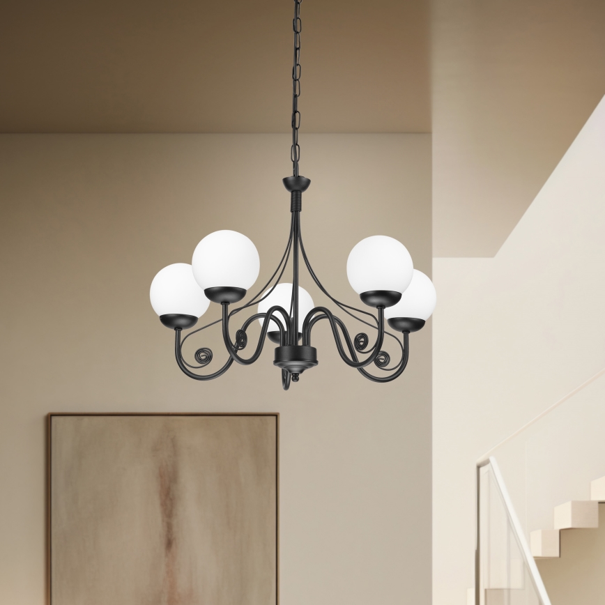 Brilagi - LED Lámpara colgante con cadena COTTAGE 5xG9/40W/230V negro/blanco