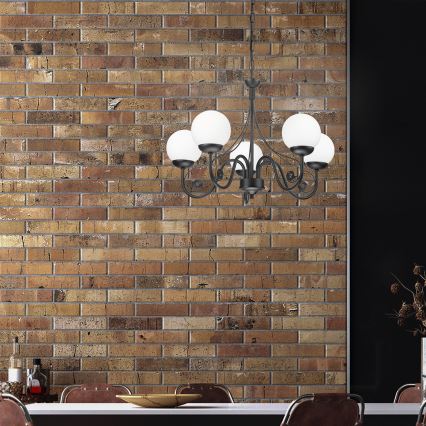 Brilagi - LED Lámpara colgante con cadena COTTAGE 5xG9/40W/230V negro/blanco
