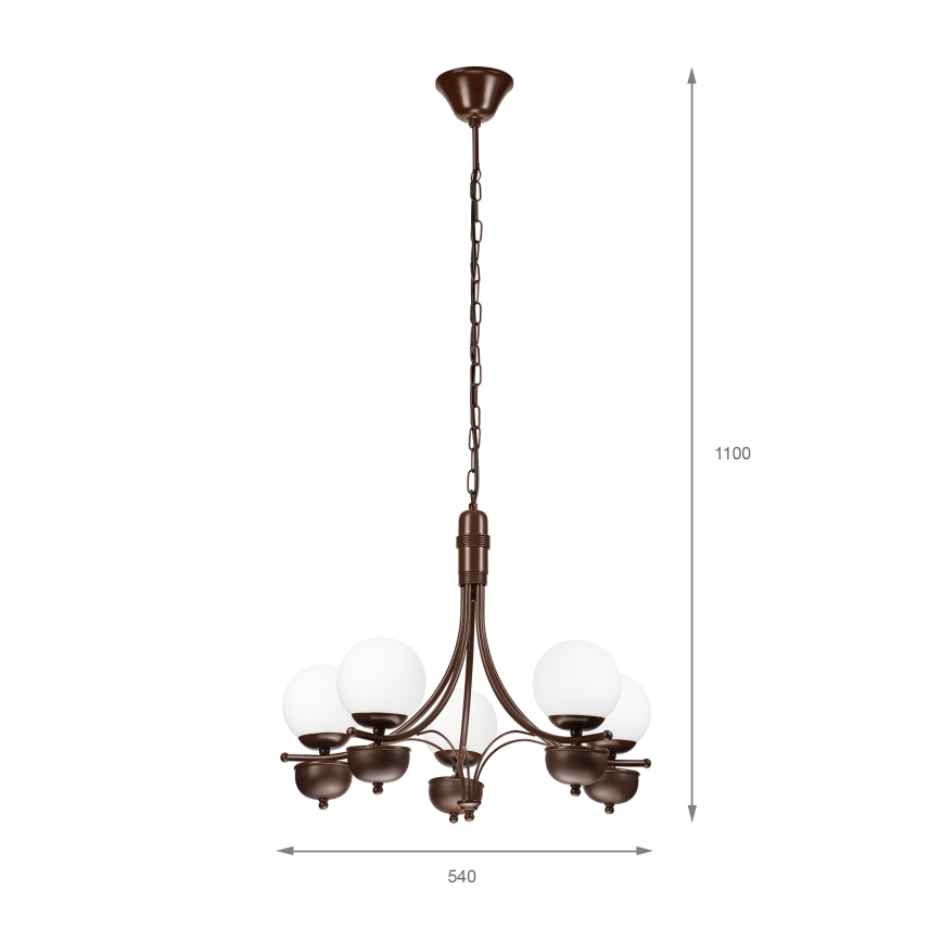 Brilagi - LED Lámpara colgante con cadena COTTAGE 5xG9/40W/230V roble/blanco