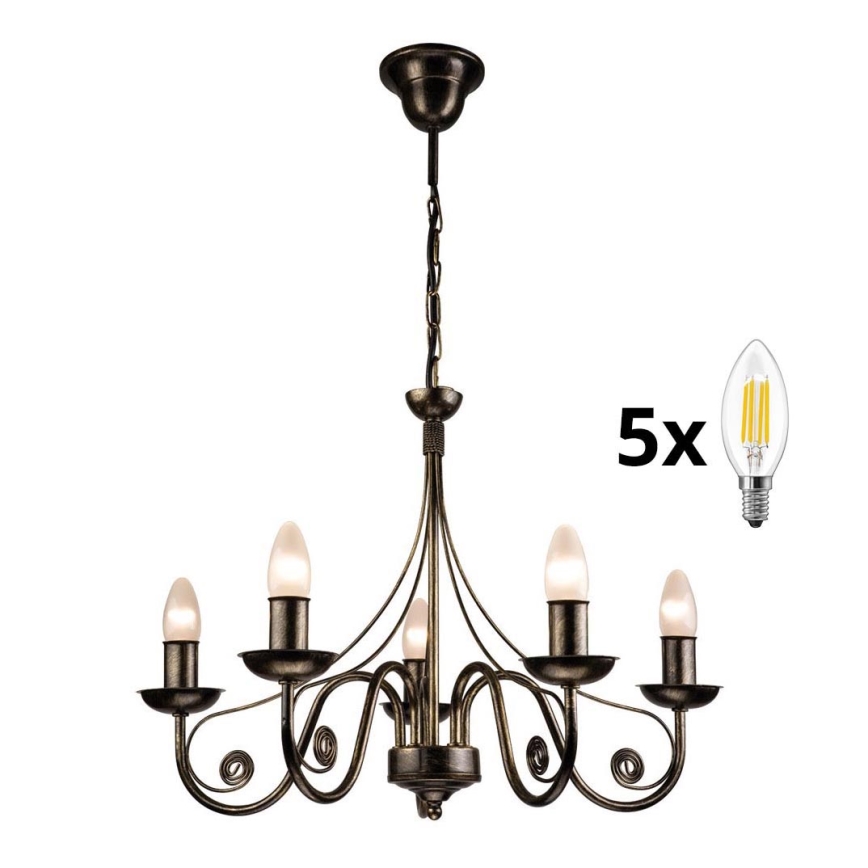 Brilagi - LED Lámpara colgante con cadena STEFANO 5xE14/40W/230V pátina negra