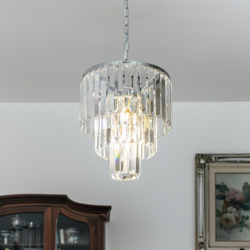 Brilagi - LED Lámpara colgante de cristal MOZART 4xE14/40W/230V cromo brillante