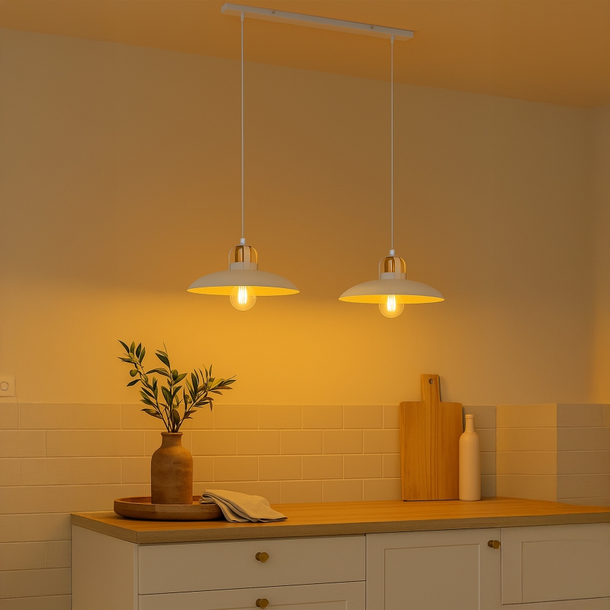 Brilagi - LED Lámpara colgante FLAMENGO 2xE27/60W/230V blanco