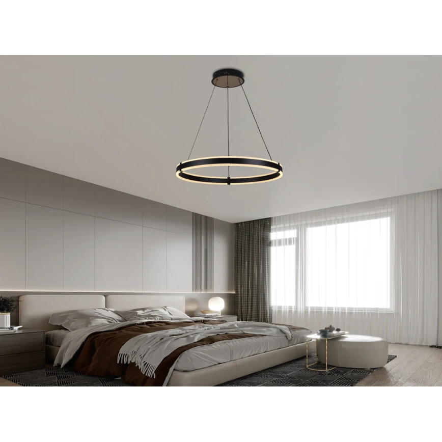 Brilagi - Lámpara colgante LED regulable suspendida por cable CIRCLE LED/85W/230V 3000-6500K Ø 60 cm negro/dorado + control remoto