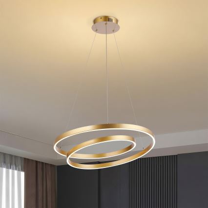 Brilagi - Lámpara colgante LED regulable en cable TWISTER LED/48W/230V 3000-6000K diámetro 50 cm color dorado + mando a distancia