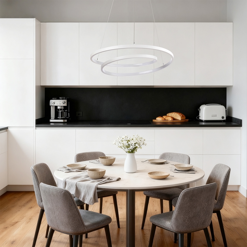 Brilagi - Lámpara colgante LED regulable TWISTER con cable de suspensión, 48 W, 230 V, 3000–6000 K, Ø 50 cm, blanca + mando a distancia