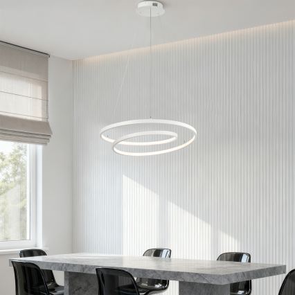 Brilagi - Lámpara colgante LED regulable TWISTER con cable de suspensión, 48 W, 230 V, 3000–6000 K, Ø 50 cm, blanca + mando a distancia
