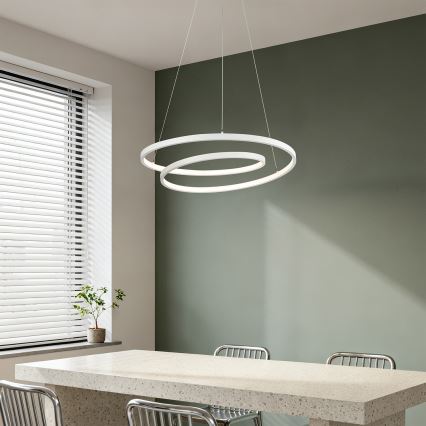 Brilagi - Lámpara colgante LED regulable TWISTER con cable de suspensión, 48 W, 230 V, 3000–6000 K, Ø 50 cm, blanca + mando a distancia