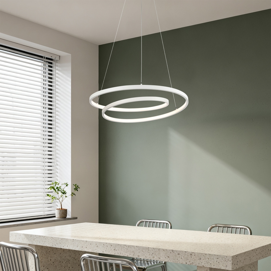Brilagi - Lámpara colgante LED regulable TWISTER con cable de suspensión, 48 W, 230 V, 3000–6000 K, Ø 50 cm, blanca + mando a distancia