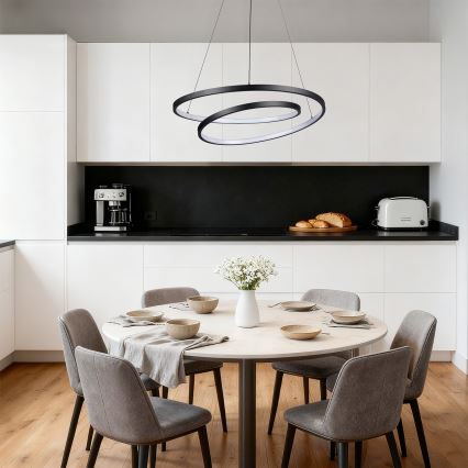 Brilagi - Lámpara colgante LED regulable suspendida por cable TWISTER LED/48W/230V 3000-6000K Ø 50 cm negra + control remoto