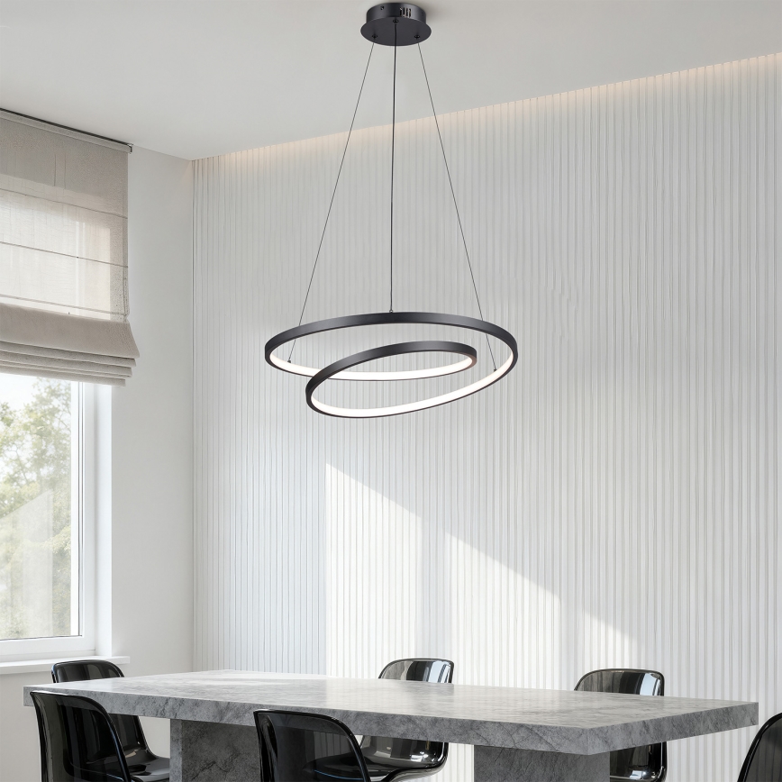 Brilagi - Lámpara colgante LED regulable suspendida por cable TWISTER LED/48W/230V 3000-6000K Ø 50 cm negra + control remoto