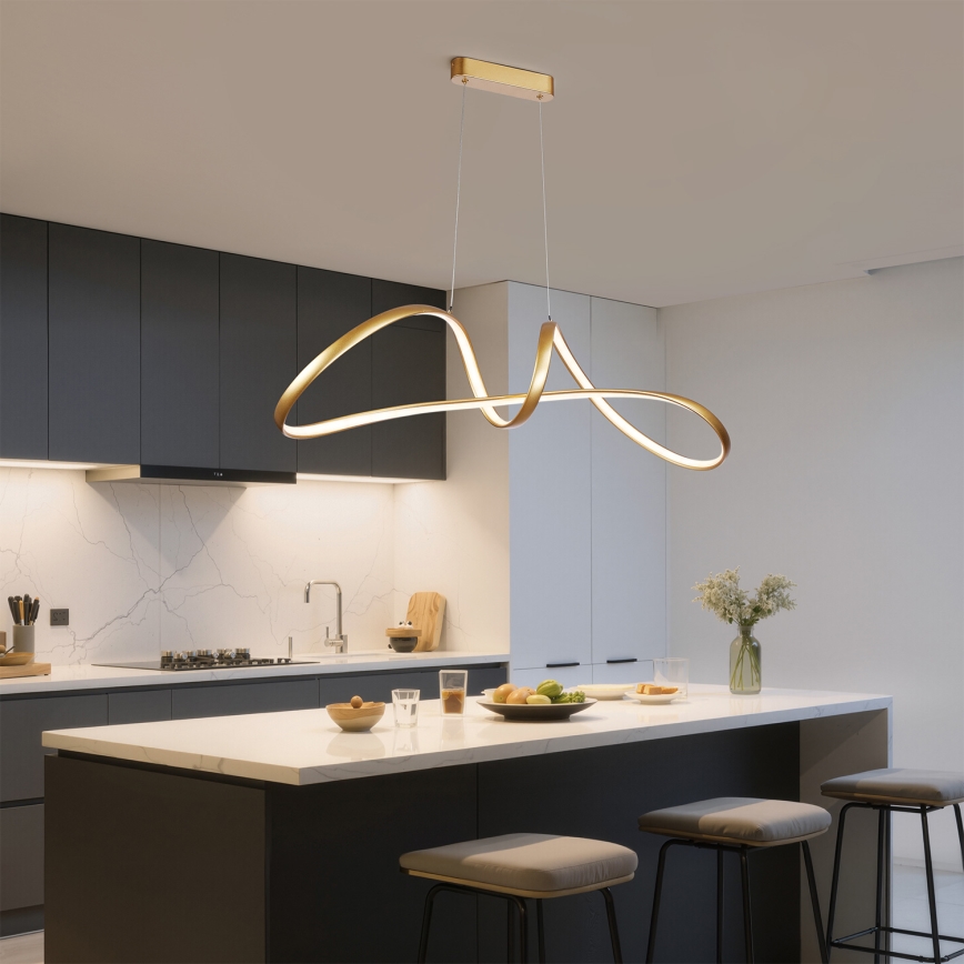 Brilagi - Lámpara colgante LED regulable suspendida por cable TWISTER LED/60W/230V 3000-6000K acabado dorado + mando a distancia